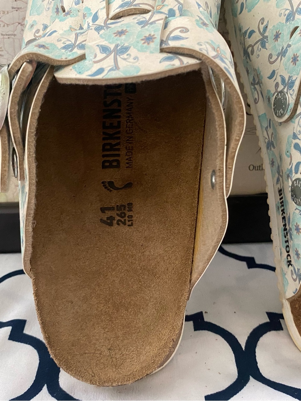 Pre-owned Birkenstyle Boston Floral Clog Sandals in Light Blue 41/10 Narrow fit - Picture 11 of 15